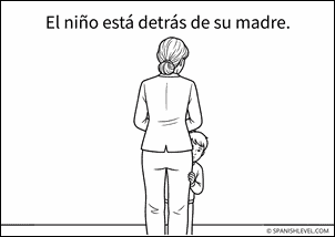 El niño está detrás de su madre