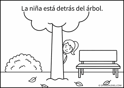 La niña está detrás del árbol